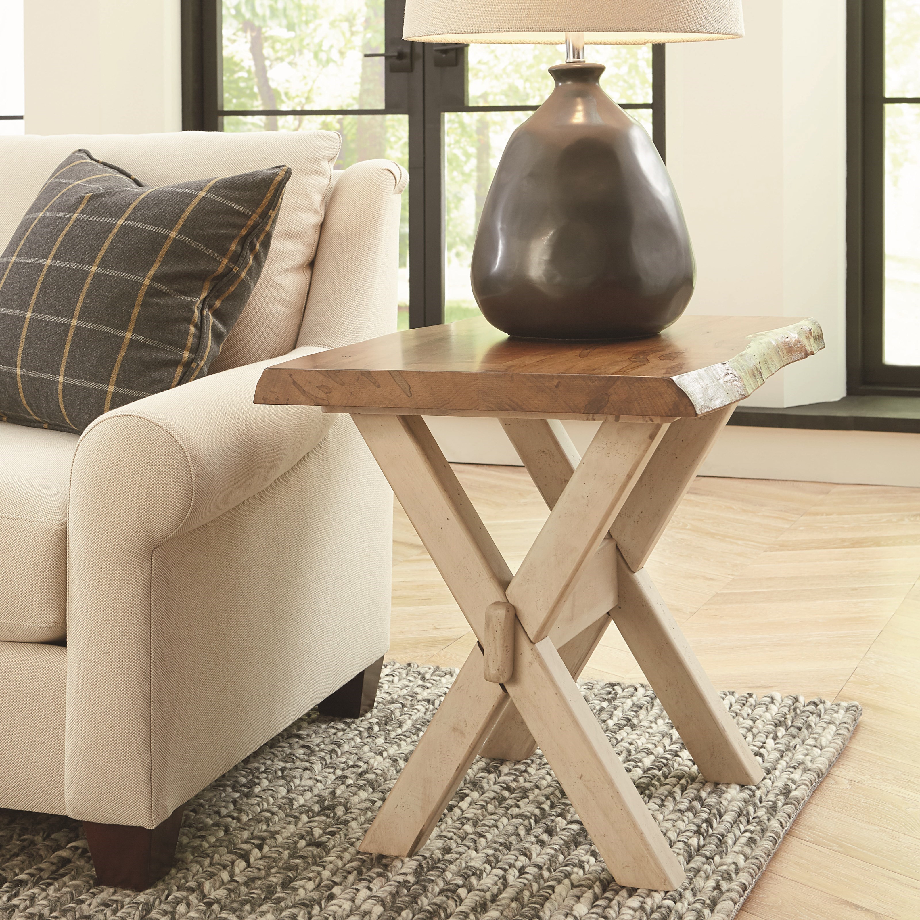 Bassett Bench Made Maple Cross Buck Live Edge End Table | Bassett